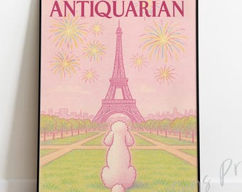 Vintage New Yorker Style Magazine Cover Print – French Poodle, Paris