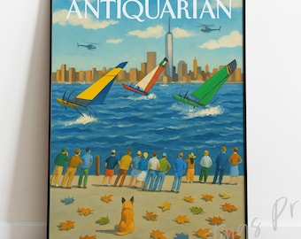 New Yorker Style Windsurfers Print – Vintage Magazine Cover Art