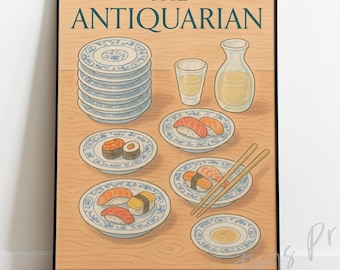 Vintage Sushi Bar Print – New Yorker Style Magazine Cover Art