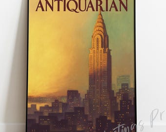 New Yorker-stil Chrysler Building Vintage Magazine omslagskonsttryck