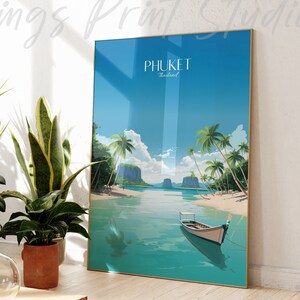 Phuket Thailand Travel Print -  vintage, modern, home decor, Wedding gift, Birthday present, Custom Text, Personalised Gift -01
