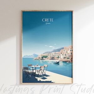 Crete Greece Travel Poster: Modern Vintage Art Print