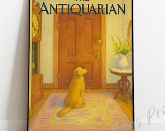 Vintage "Antiquarian" Magazine Cover New Yorker Style Print – Loyal Dog Illustration