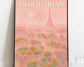 Vintage Paris Rooftop Gardens Print – New Yorker Style Magazine Cover