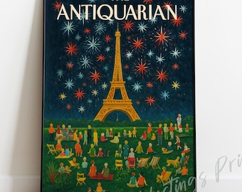 Paris Fireworks Vintage Magazine Cover Print - New Yorker Style