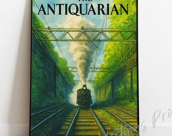 Vintage Forest Locomotive Print – New Yorker Style Magazine Cover