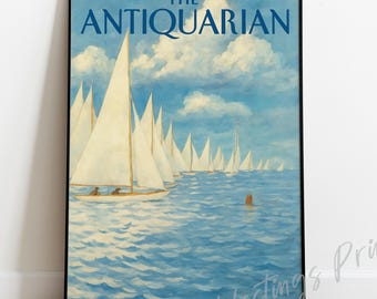Vintage Sailboat Magazine Cover Print – New Yorker Style Antiquarian Art
