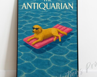 Lámina artística vintage de una piscina para perros – Cubierta brillante estilo neoyorquino