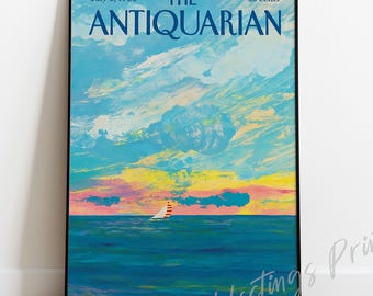 Vintage New Yorker Style Magazine Cover Print - Ocean Sunset, Collectible Wall Art