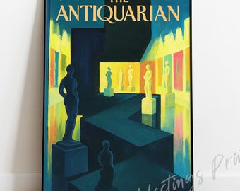 Vintage Magazine Cover Print – Museum Statues, New Yorker Style