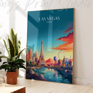 Las Vegas Nevada Vintage Travel Poster: Custom City Art Print