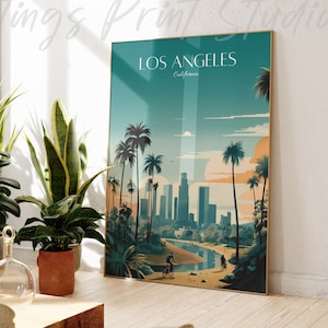 Los Angeles Travel Print - LA California Travel Poster, home decor, Wedding gift, Birthday present, Custom Text, Personalised Gift -01