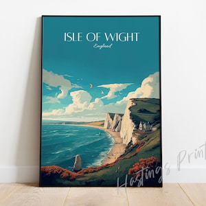 Isle of Wight Travel Print Isle of Wight England Travel Poster, Decor, Wedding gift, Birthday present, Custom Text, Personalised Gift 01