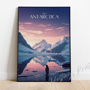 Impresión de viajes a la Antártida - Cartel de viajes a la Antártida, decoración del hogar, regalo de boda, regalo de cumpleaños, texto personalizado, regalo personalizado -03