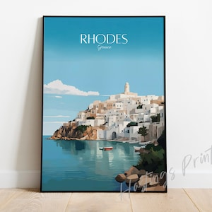 Stampa di viaggio Rodi Grecia - Poster di viaggio Rodi Grecia, decorazioni per la casa, regalo di nozze, regalo di compleanno, testo personalizzato, regalo personalizzato -04