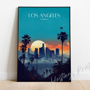 Los Angeles Travel Print - LA California Travel Poster, home decor, Wedding gift, Birthday present, Custom Text, Personalised Gift -05