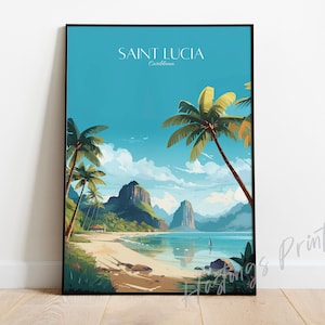 Saint Lucia Travel Print  Saint Lucia Travel Poster, modern, home decor, Wedding gift, Birthday present, Custom Text, Personalised Gift -01