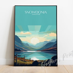 Snowdonia Wales Travel Poster: Modern Vintage Art Print
