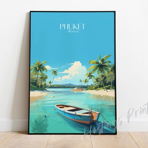 Phuket Thailand Travel Print -  vintage, modern, home decor, Wedding gift, Birthday present, Custom Text, Personalised Gift -02