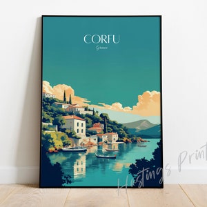 Korfu Reisedruck - Korfu Griechenland Poster, modern, Wohnkultur, Hochzeitsgeschenk, Geburtstagsgeschenk, benutzerdefinierter Text, personalisiertes Geschenk -02