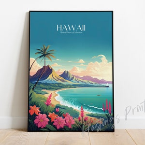 Impressão de viagem para o Havaí: decoração vintage moderna para casa, texto personalizado