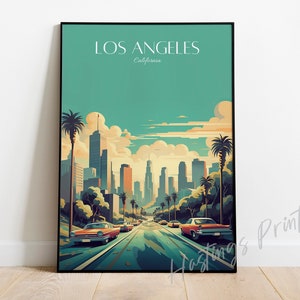 Los Angeles Travel Print - LA California Travel Poster, home decor, Wedding gift, Birthday present, Custom Text, Personalised Gift -02