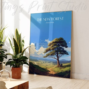 The New Forest National Park Reisedruck - Reiseposter, Wohnkultur, Hochzeitsgeschenk, Geburtstagsgeschenk, personalisierter Text, personalisiertes Geschenk-01