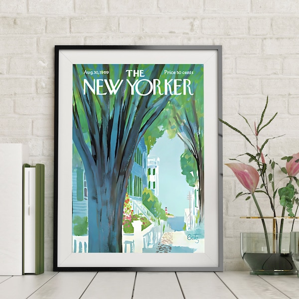 New Yorker Cover Print,August 30 1969, Pastel Colourful, Magazine Print, Vintage poster, trendy , retro, Soft Warm, Bedroom Decor, Gift Idea