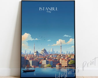 Istanbul Travel Print  Turkey Istanbul Travel Poster, modern, home decor, Wedding gift, Birthday present, Custom Text, Personalised Gift -01