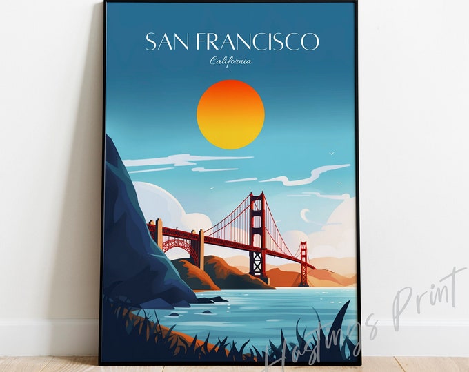 San Francisco Travel Print San Francisco Travel Poster, Home Decor, Wedding gift, Birthday present, Custom Text, Personalised Gift 01