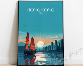 Hong Kong Travel Poster: Vintage China Art Print