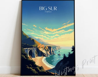 Big Sur-reisposter: kunstafdruk kust van Californië