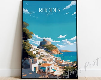 Rhodes Greece Travel Print - Rhodes Greece Travel Poster, home decor, Wedding gift, Birthday present, Custom Text, Personalised Gift -02