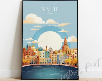 Seville Spain Travel Print: Vintage Modern Home Decor