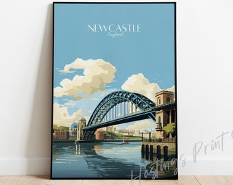 Newcastle upon Tyne Print: Modern UK Travel Poster
