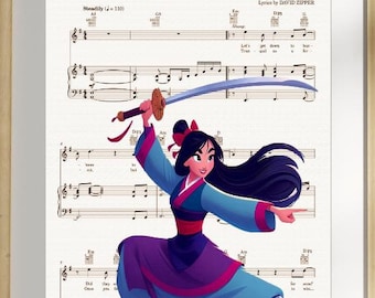 Mulan Sheet Music Art Print – Disney Movie Poster
