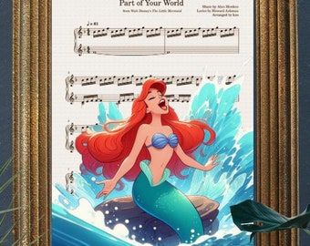 Ariel 'Part of Your World' Musik Poster - Die kleine Meerjungfrau Vintage Kunstdruck