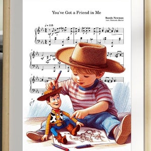 Toy Story Musik Poster - You&#39;ve got a Friend in Me - Vintage Art Print - Partitur Wand Kunst Toy Story Film Geschenk