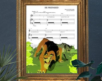 ライオンキング「備えよ」楽譜アートポスター - ディズニー映画プリント