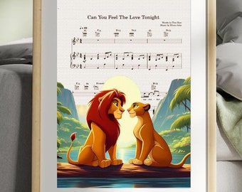 ライオンキングの楽譜アートプリント – ディズニー映画ポスター