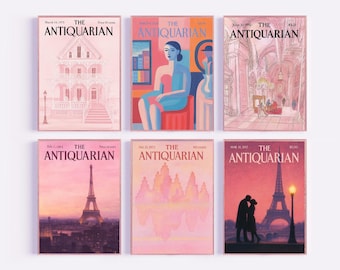 Vintage Magazine Cover Prints: New Yorker Style Set of 6, Glossy