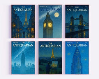 Vintage tidskriftsomslagstryck: New Yorker-stil, set om 6