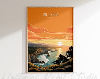 Big Sur California Travel Poster: Vintage Style Art Print - Etsy
