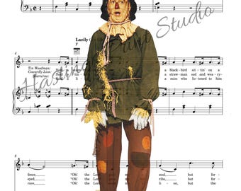 Plakat z nutami do Czarnoksiężnika z Krainy Oz: „Gdybym tylko miał mózg” – sztuka vintage