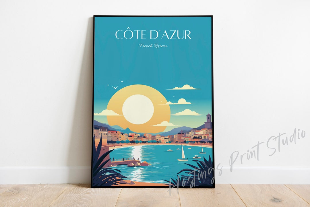 Côte D'azur Print: French Riviera Vintage Travel Poster - Etsy