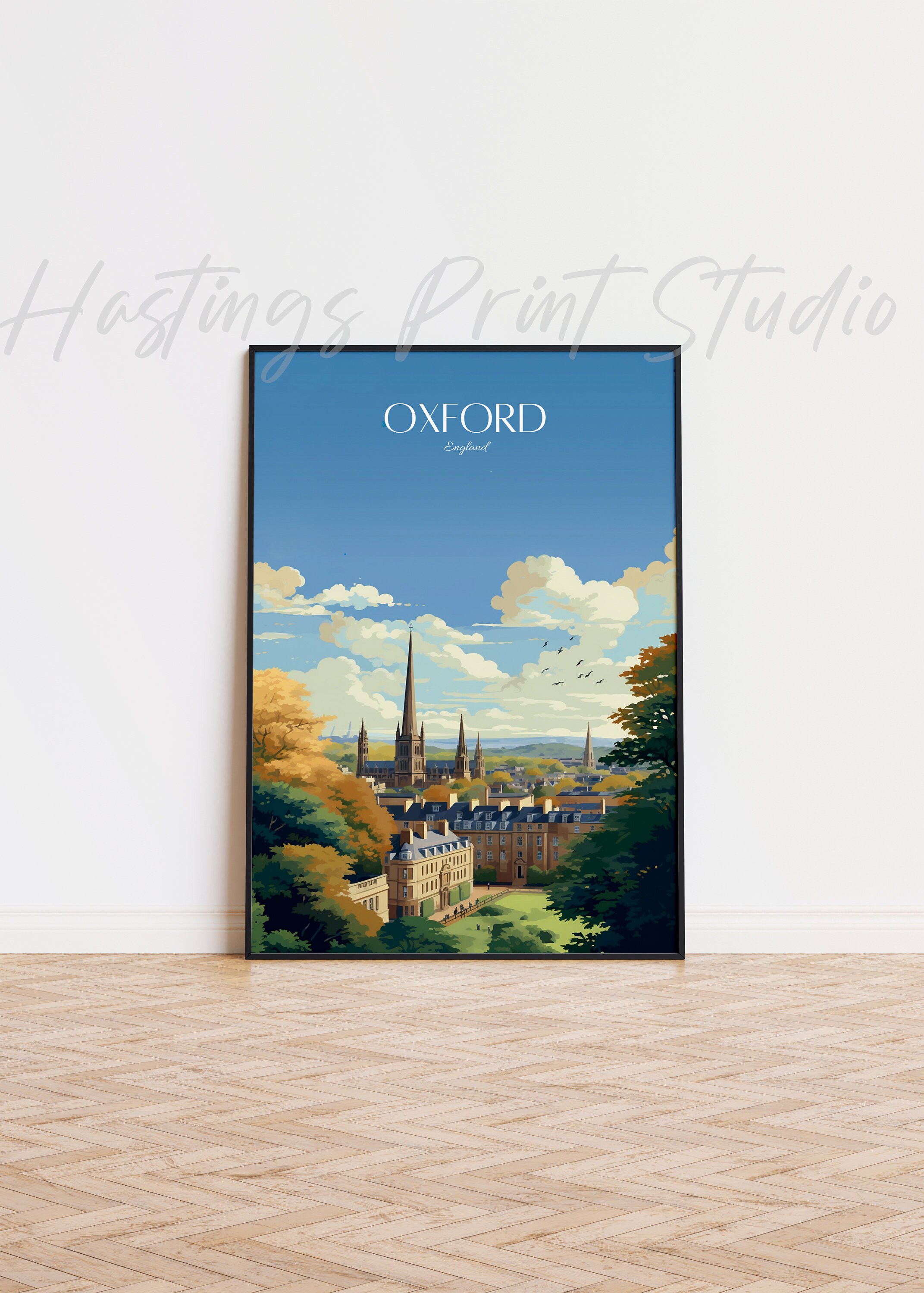 Oxford England Travel Poster: Vintage Style City Print - Etsy