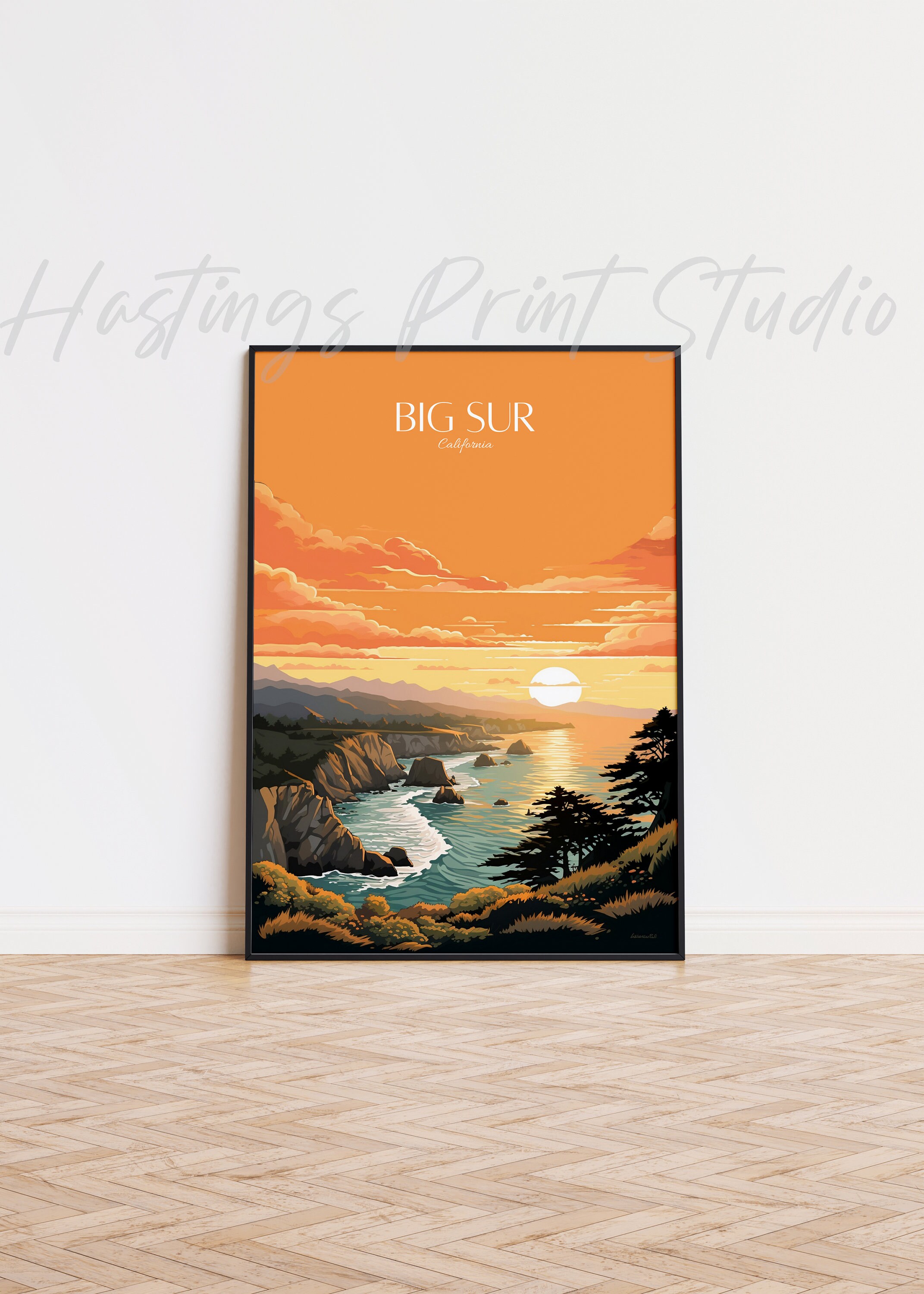 Big Sur California Travel Poster: Vintage Style Art Print - Etsy