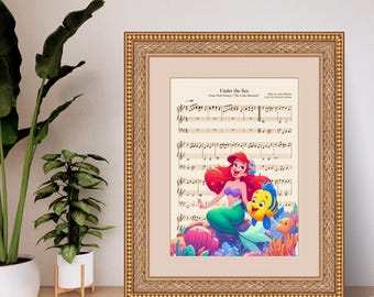 Little Mermaid Music Poster: 'under the Sea' Vintage Art Print - Etsy
