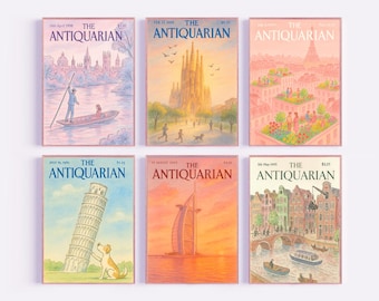 Stampe artistiche di copertine di riviste d'epoca: stile New Yorker, set di 6