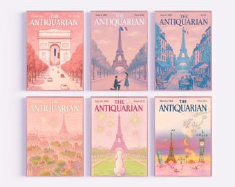 Vintage Paris Magazine Cover Prints: New Yorker Style Art (Set of 6)